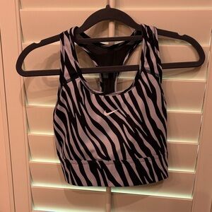 Nike Zebra Print Sports Bra in Black and Gray